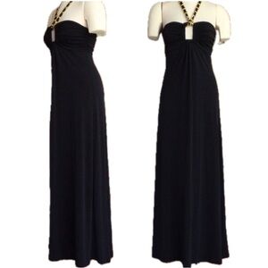 SELE | Black Peek-A-Boo Halter Dress Gown